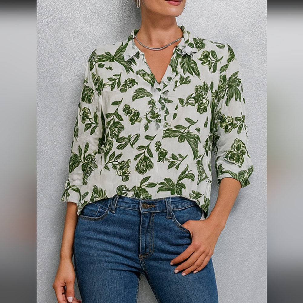 MLLe Gabrielle Green Floral Kids Shirt Size L